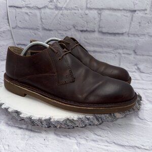 Clarks Mens Size 10 Bushacre Chukka Brown Leather Low Cut Shoes
